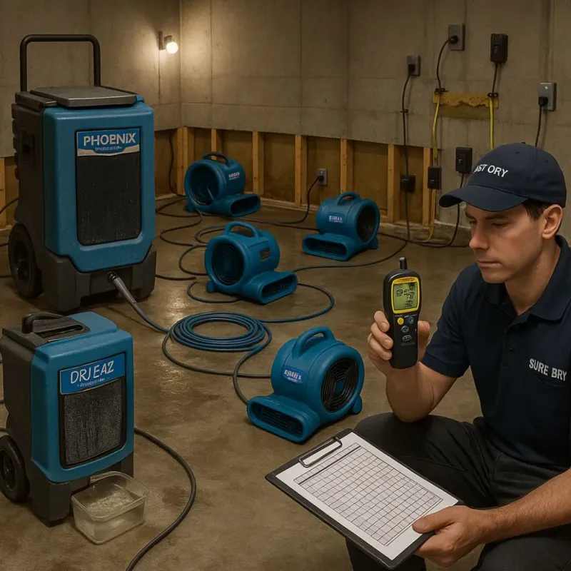 Structural Drying and Dehumidification process in Mystic, CT